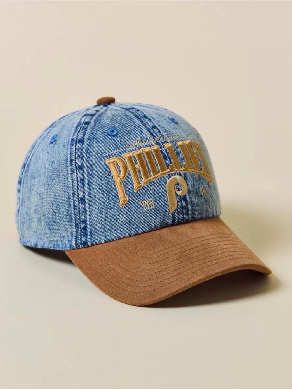 Mitchell & Ness MLB Philadelphia Phillies Denim & Faux Suede Baseball Hat